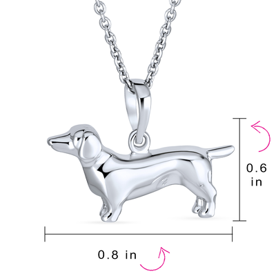 Dachshund Puppy Pet Hot Dog Necklace BFF Sterling Silver Necklace