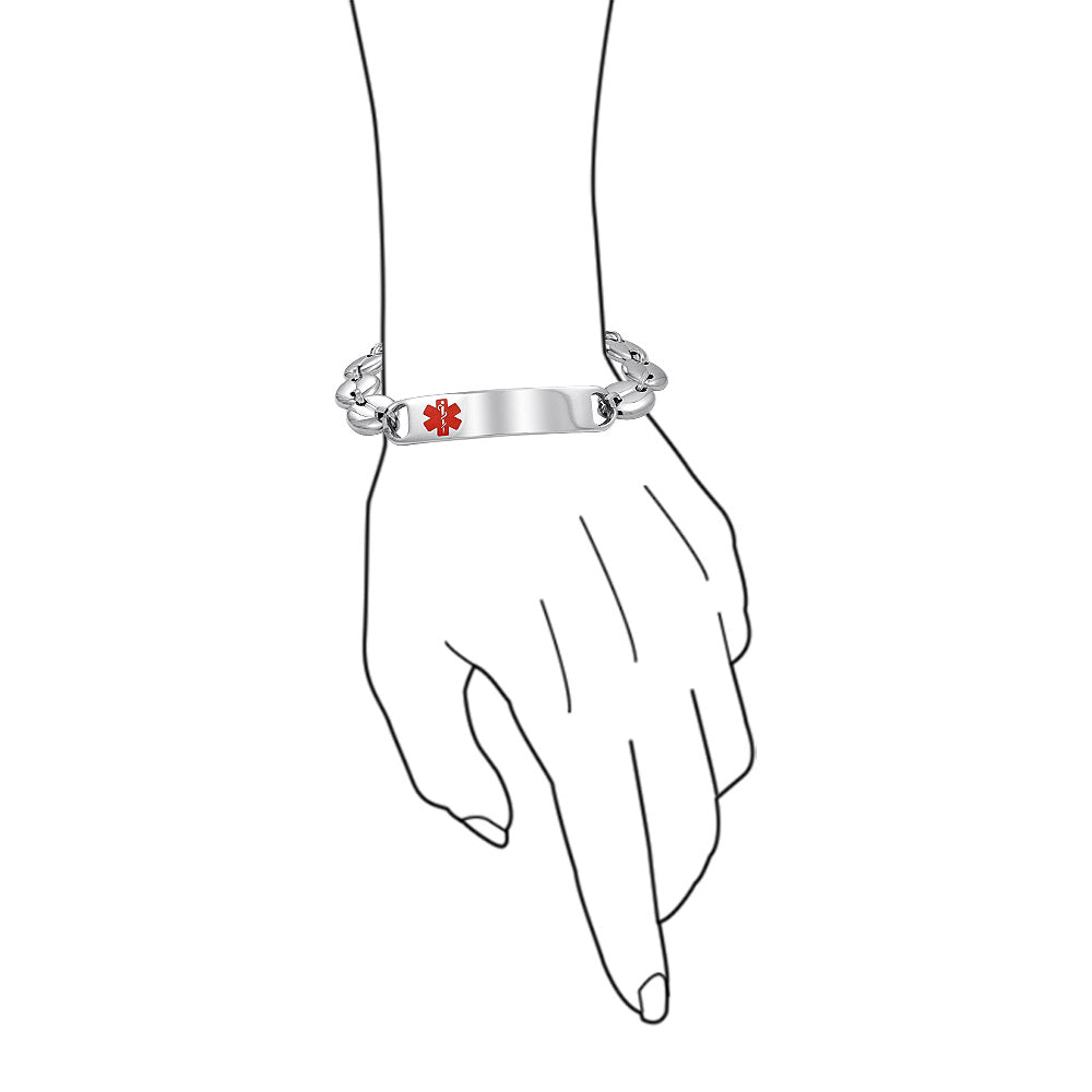 Set of 2 Medical ID Bracelet Marina Anchor Mariner Silver Tone Stainless Steel