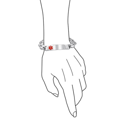 Set of 2 Medical ID Bracelet Marina Anchor Mariner Silver Tone Stainless Steel