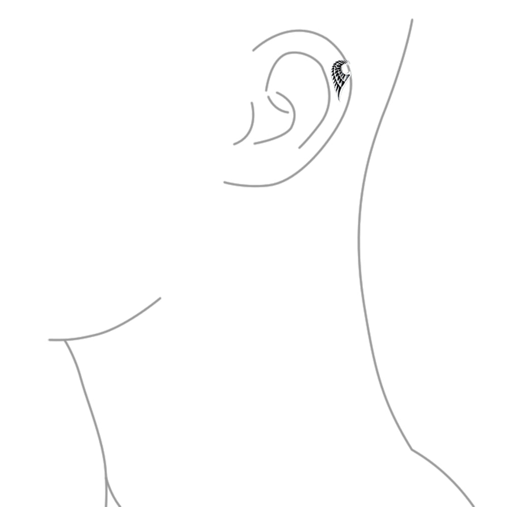 Angel Wing Cartilage Ear Lobe Earring Unisex Black Stainless Steel