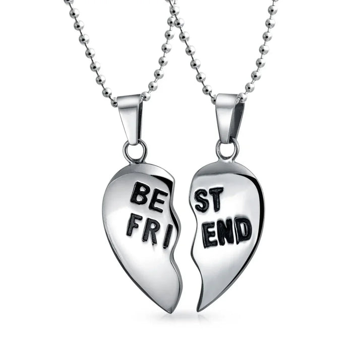 Break Apart Heart Pendant Necklace for BFF Stainless Steel