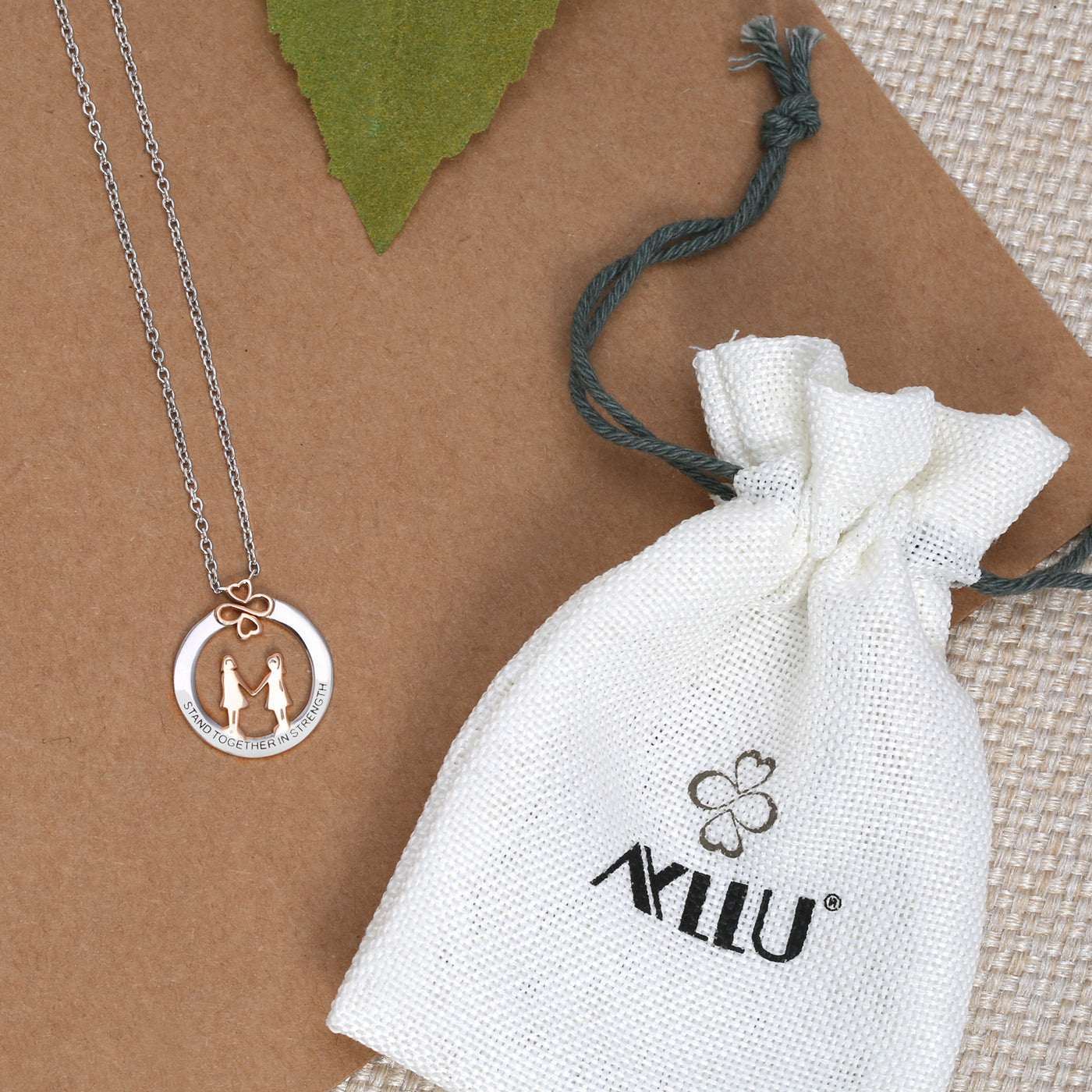 Ayllu Stand Together in Strength BFF Pendant Necklace Rose Gold Silver