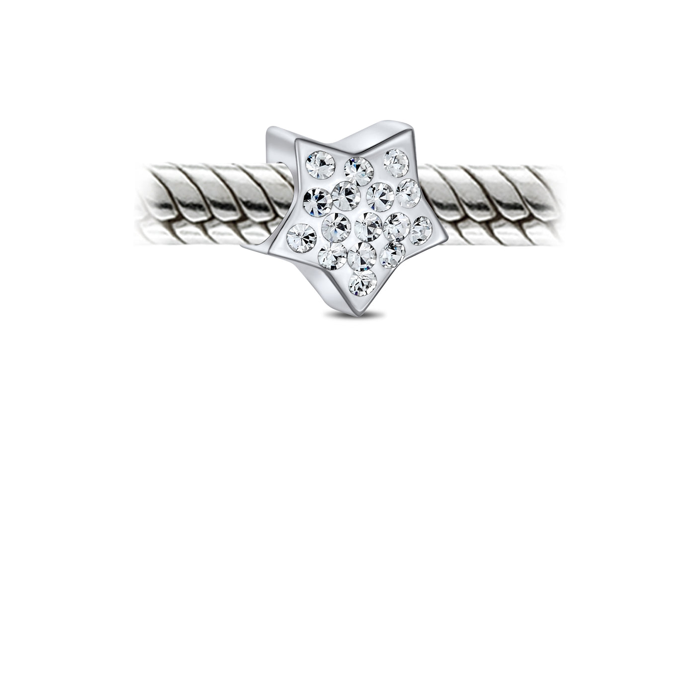 Patriotic Rock Star Celestial Crystal Charm Bead .925 Sterling Silver