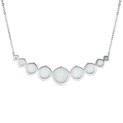 Gemstone White Created Opal Necklace & Stud Earrings Jewelry Set Sterling Silver
