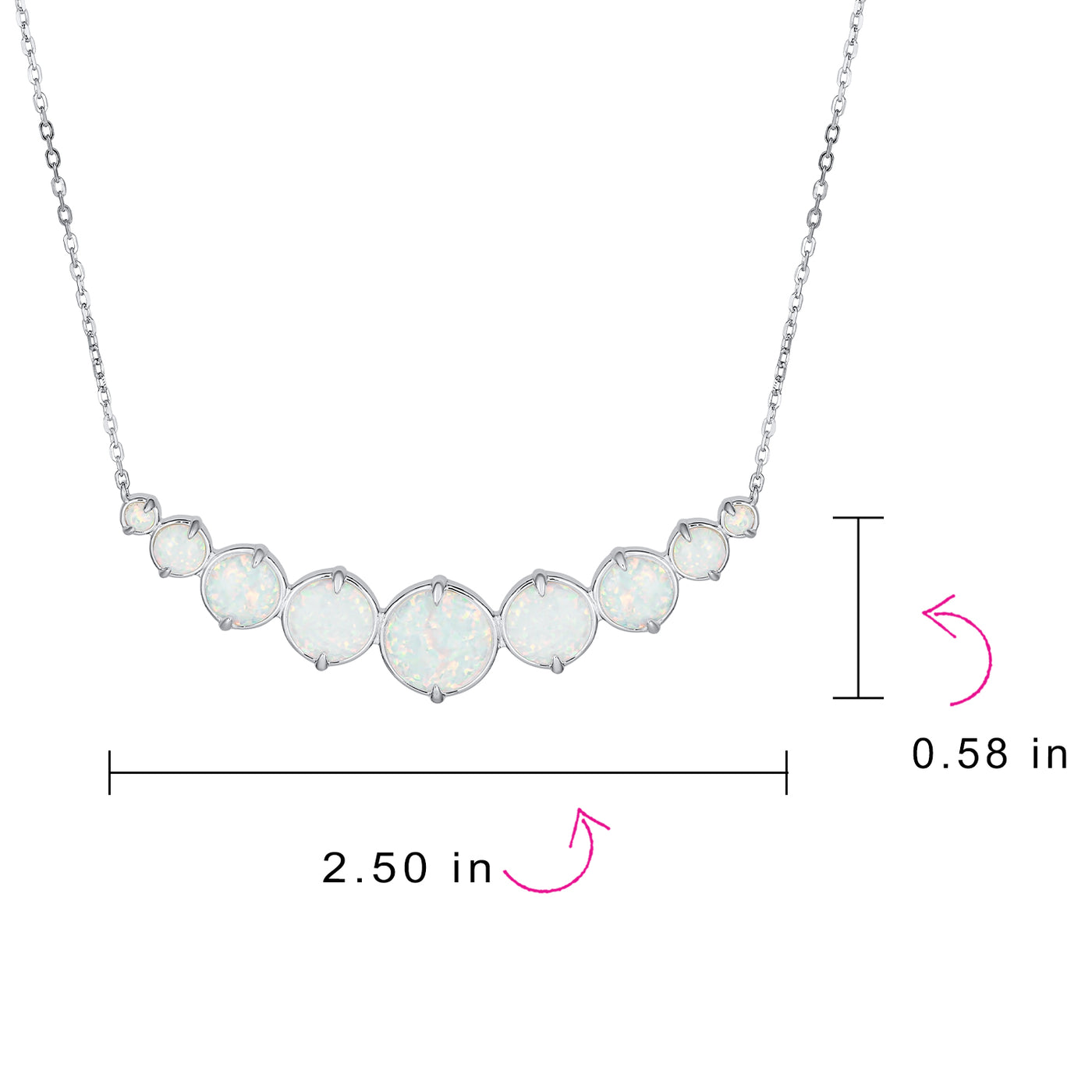 Gemstone White Created Opal Necklace & Stud Earrings Jewelry Set Sterling Silver