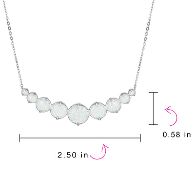 Gemstone White Created Opal Necklace & Stud Earrings Jewelry Set Sterling Silver