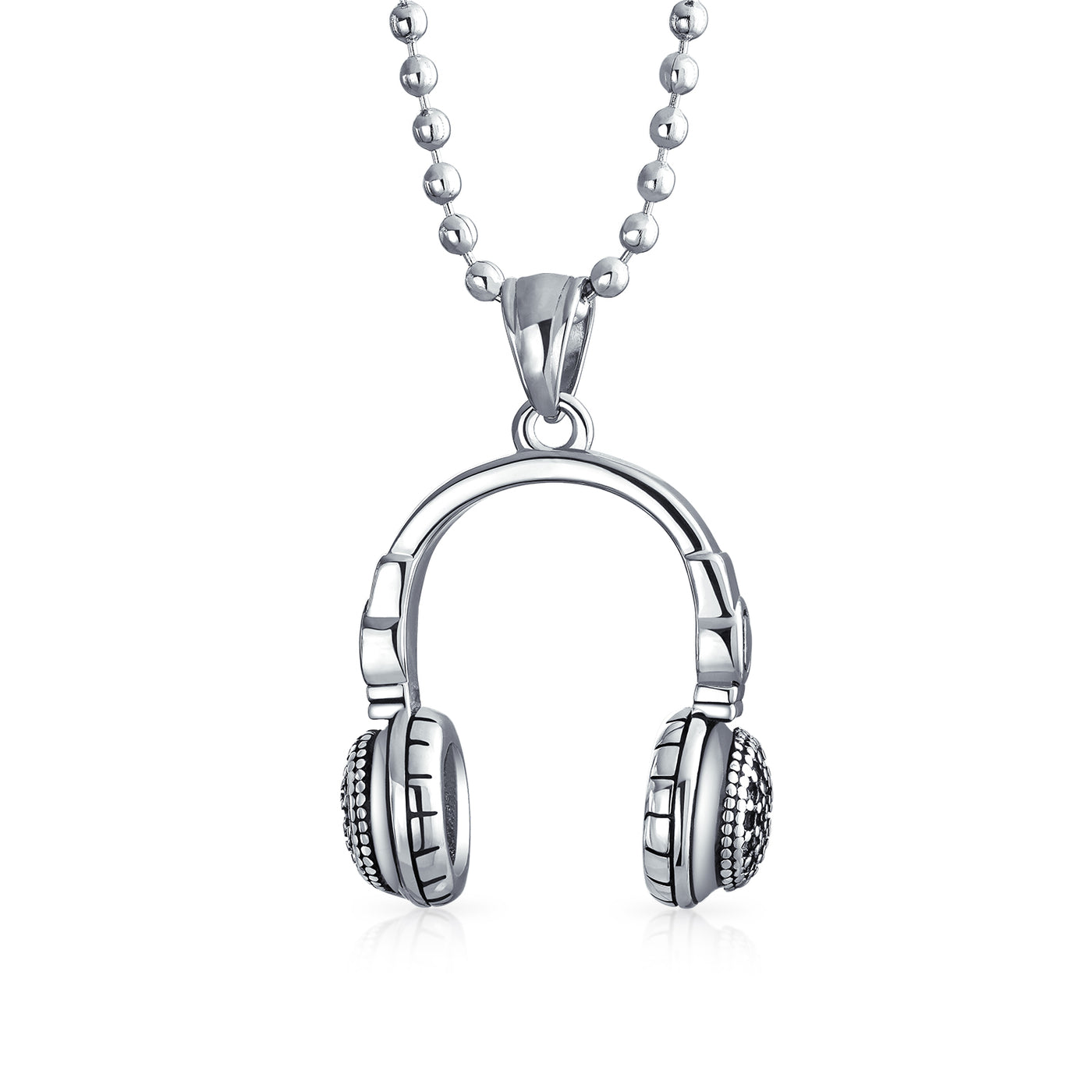Headphones Pendant Hip Hop Music Lover DJ Necklace Stainless Steel