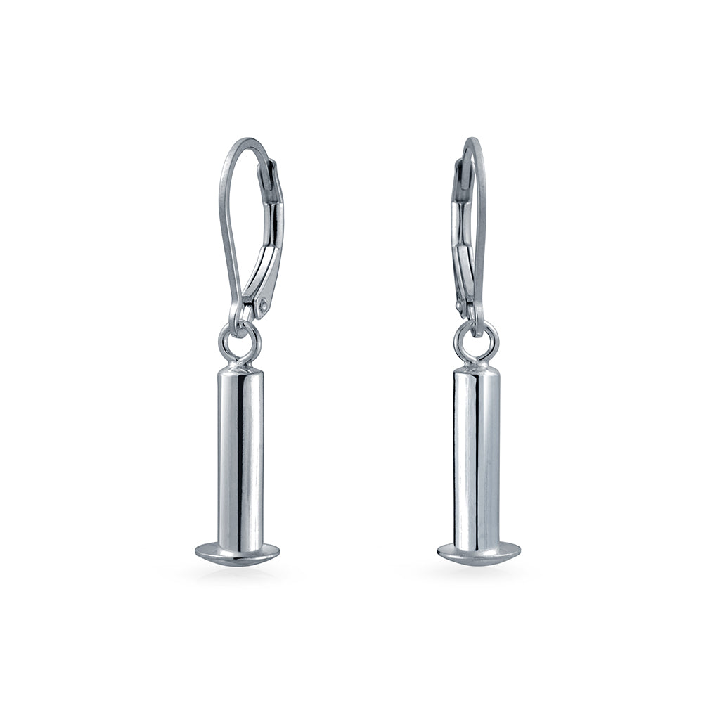 DIY Add Your European Charm Bead to Tube Earrings .925 Sterling Silver