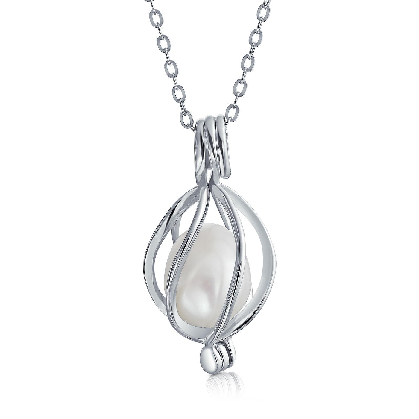 Sterling Silver Pearl Swirl Cage Pendant Setting Line / 18 in.