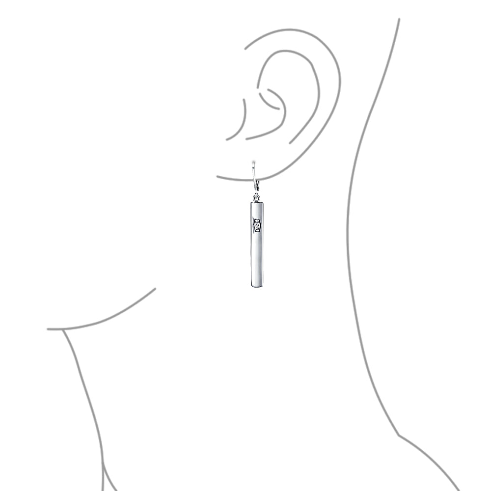 Minimalist Geometric Bar Linear Dangle .925 Sterling Silver Earrings