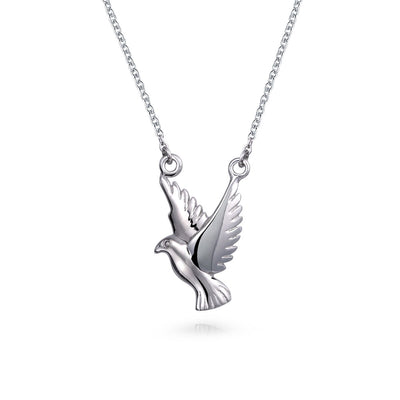 Peace Dove Faith Bird Pendant Necklace .925 Sterling Silver Chain