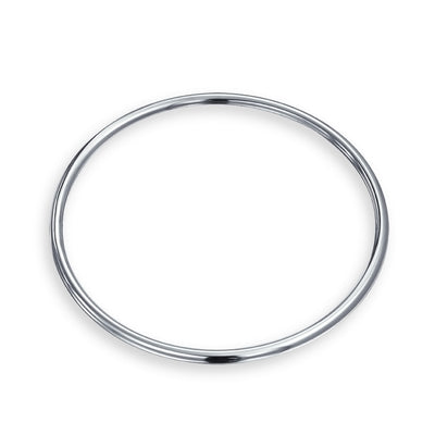 Set of 2 Stackable 3MM Polished Dome Round Edge Sterling Silver Bangle Bracelet