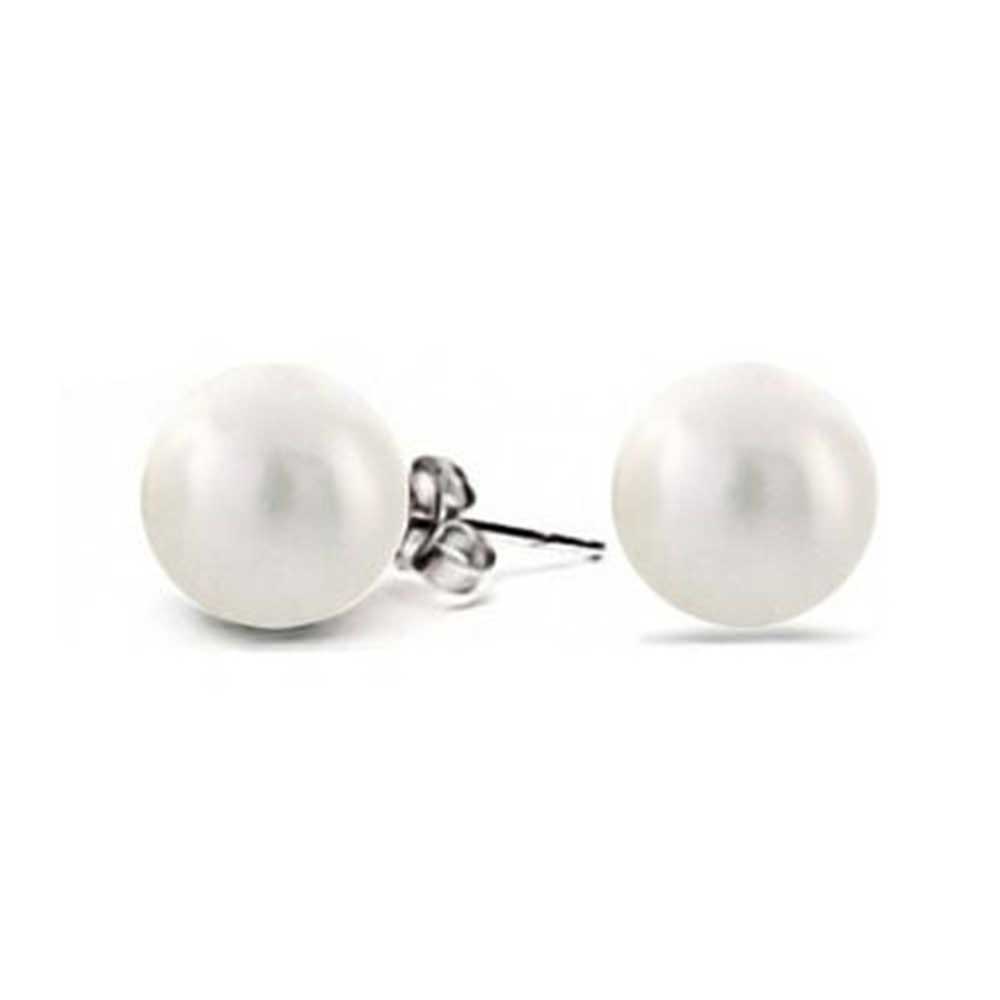 Set OF 3 White Black Pink Imitation Pearl Earrings Sterling Silver 8MM