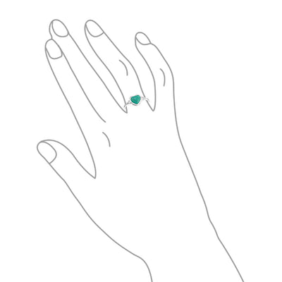Delicate Blue Enhanced Turquoise Bezel Heart Ring .925 Sterling Silver