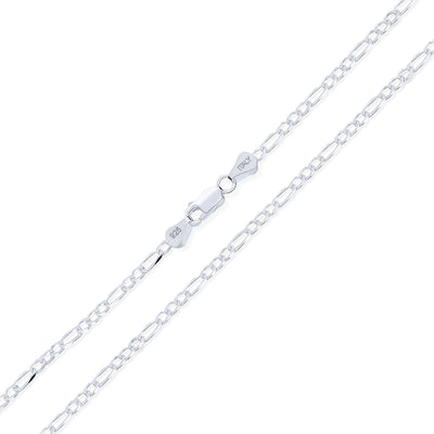 Figaro Link Chain Link Chain 060 Gauge Necklace .925 Sterling Silver