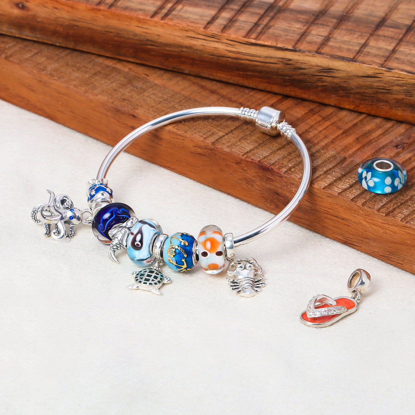 Tropical Sea Nymph Mermaid Charm Bead Sterling Silver for European Bracelet