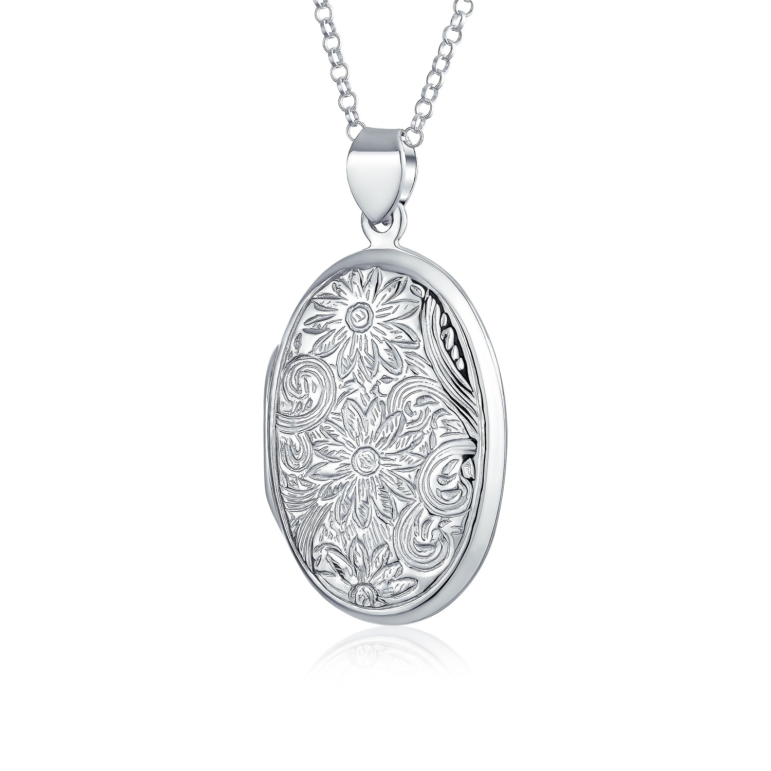 Sunflower Photo Oval Locket For Women Hold Pictures Sterling Necklace ...
