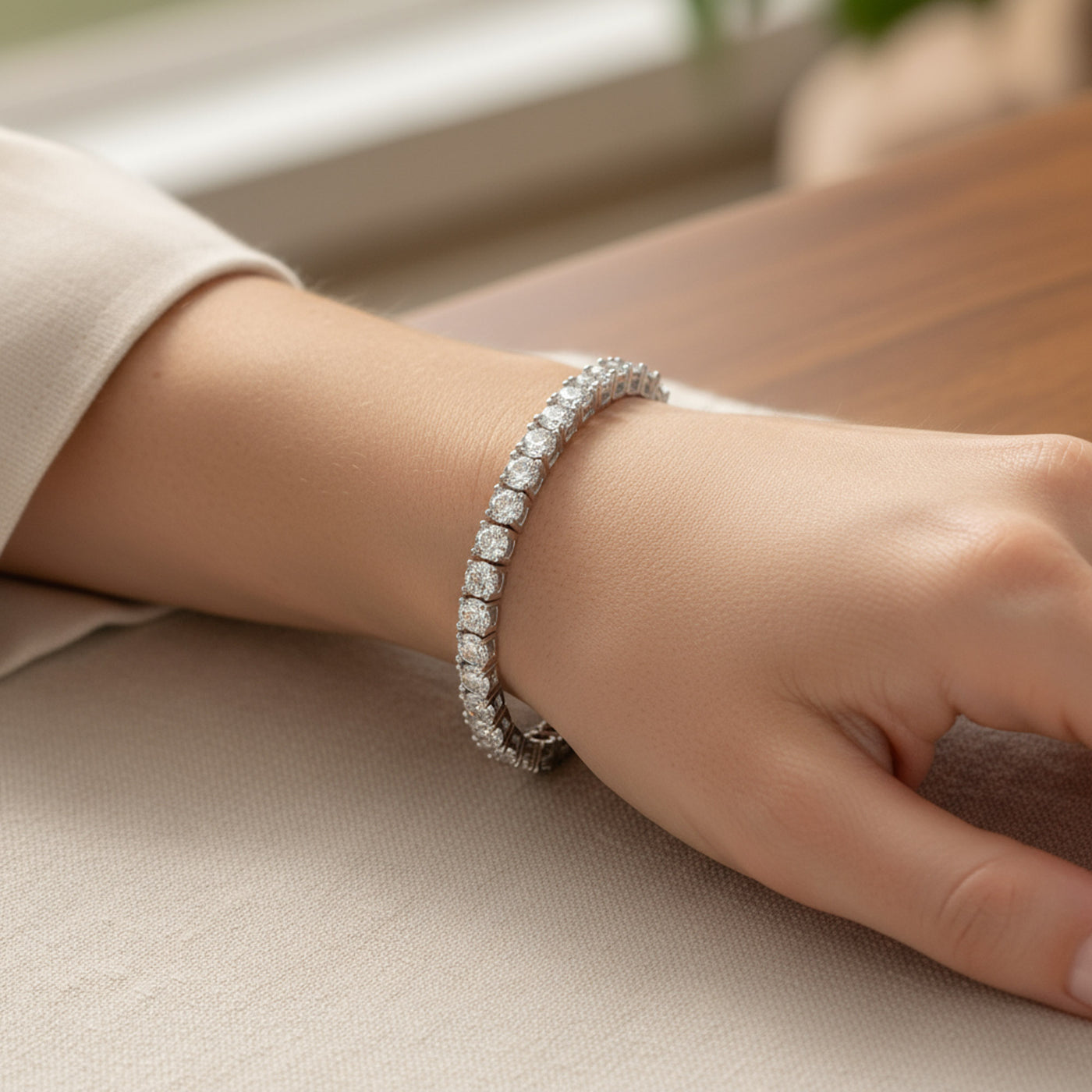 Traditional Bridal 20 CT CZ Round Solitaire Tennis Bracelet 8 Inch Silver