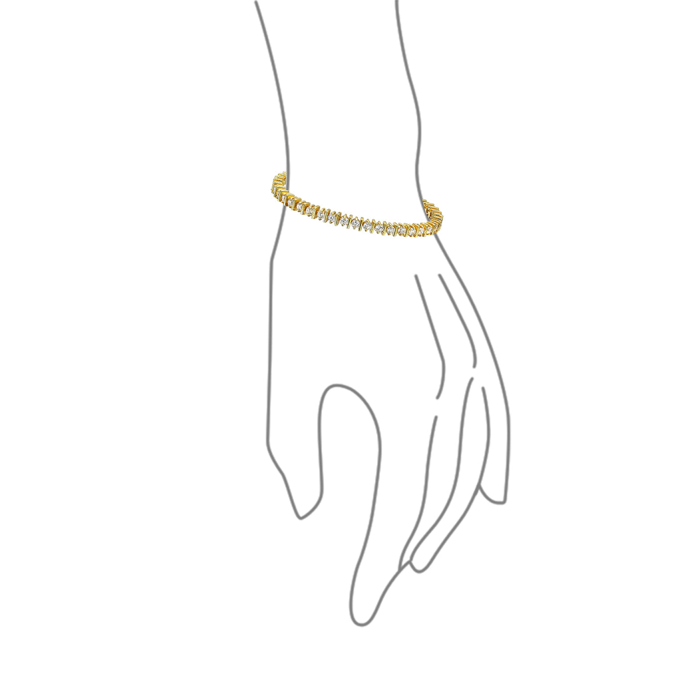 Round CZ Tennis Bracelet & Solitaire Stud Earrings Set Gold Plated Silver