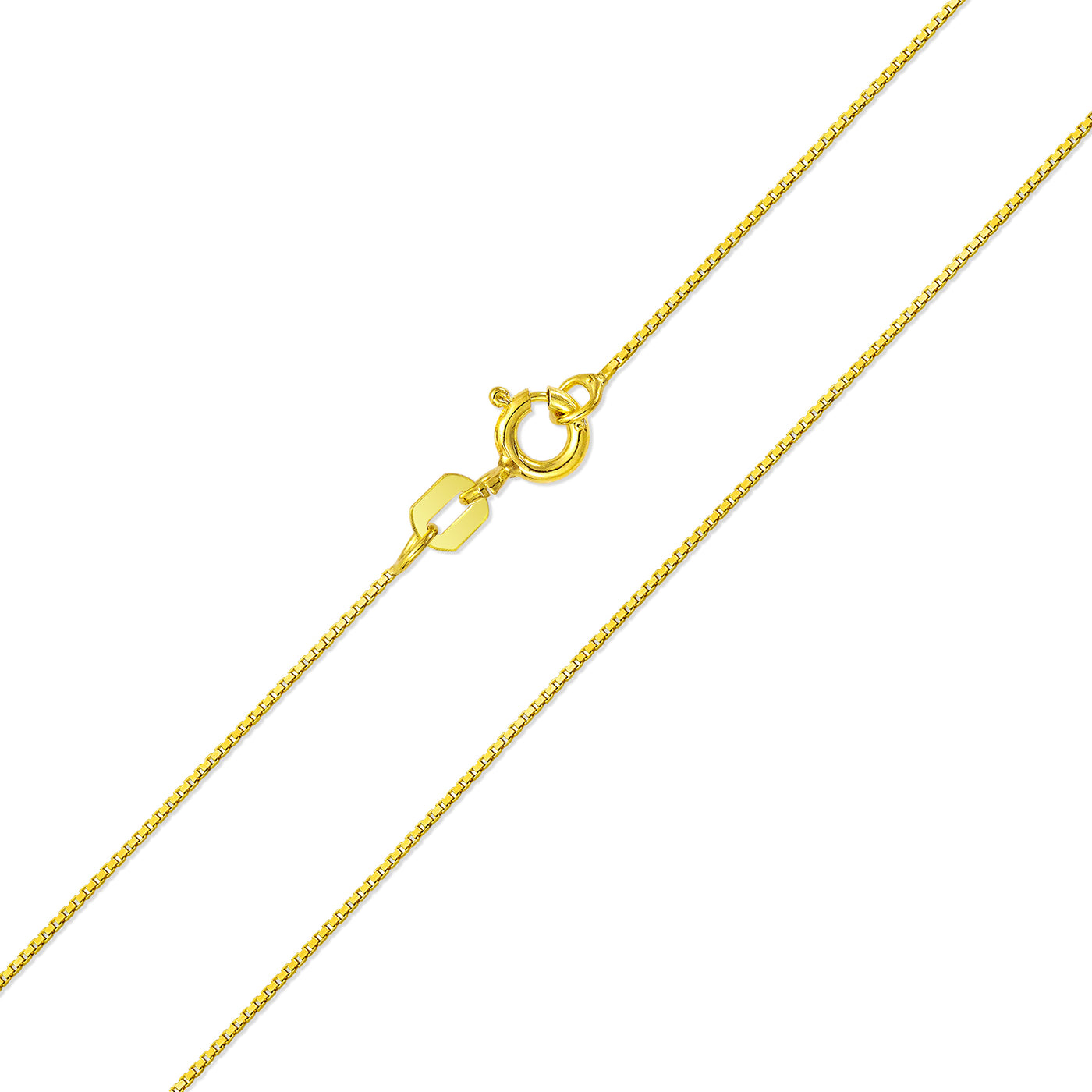 Thin 019 Gauge Box Chain Necklace Gold Plated Sterling Silver Multiple Lengths