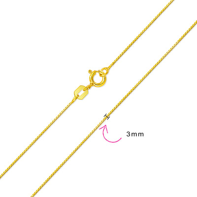 Thin 019 Gauge Box Chain Necklace Gold Plated Sterling Silver Multiple Lengths