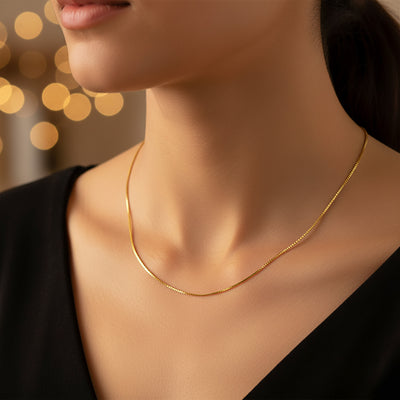 Thin 019 Gauge Box Chain Necklace Gold Plated Sterling Silver Multiple Lengths