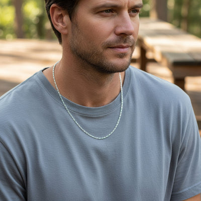 2MM Sterling Silver Anchor Chain Necklace Made in Italy