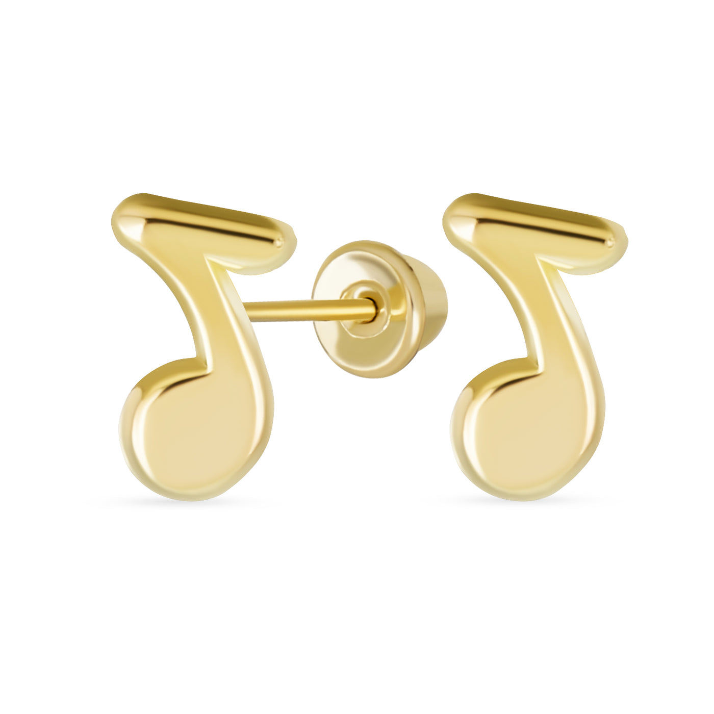 Tiny Teacher Music Notes Stud Earrings Musician Student Real 14K Gold
