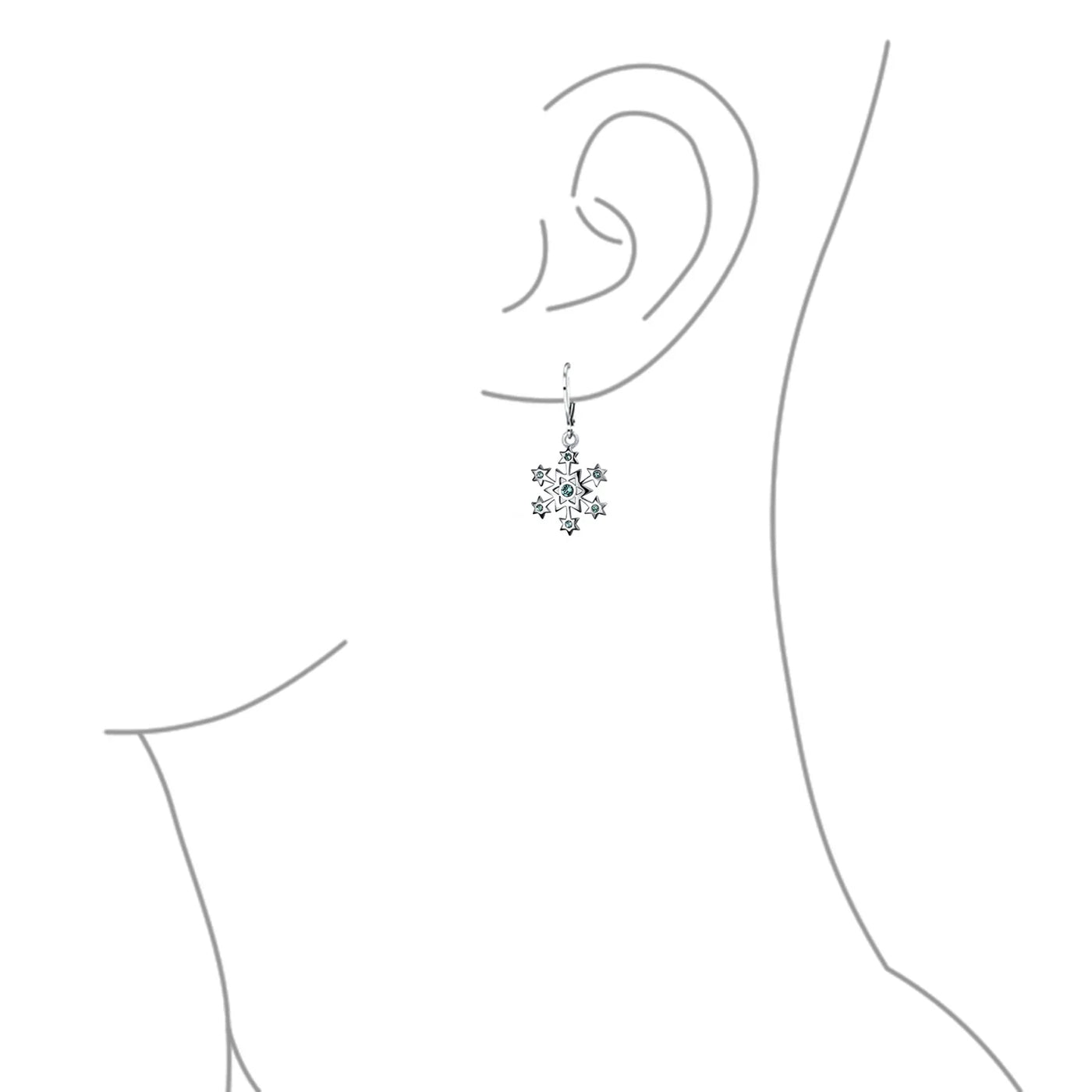 Delicate Holiday Dangle Chandelier Earrings with Snowflake Star Sterling Silver - Bling Jewelry