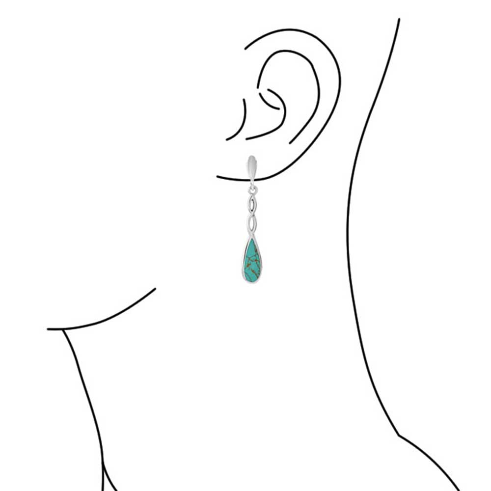 Infinity Teardrop Blue Turquoise Dangle Western Earrings .925 Silver