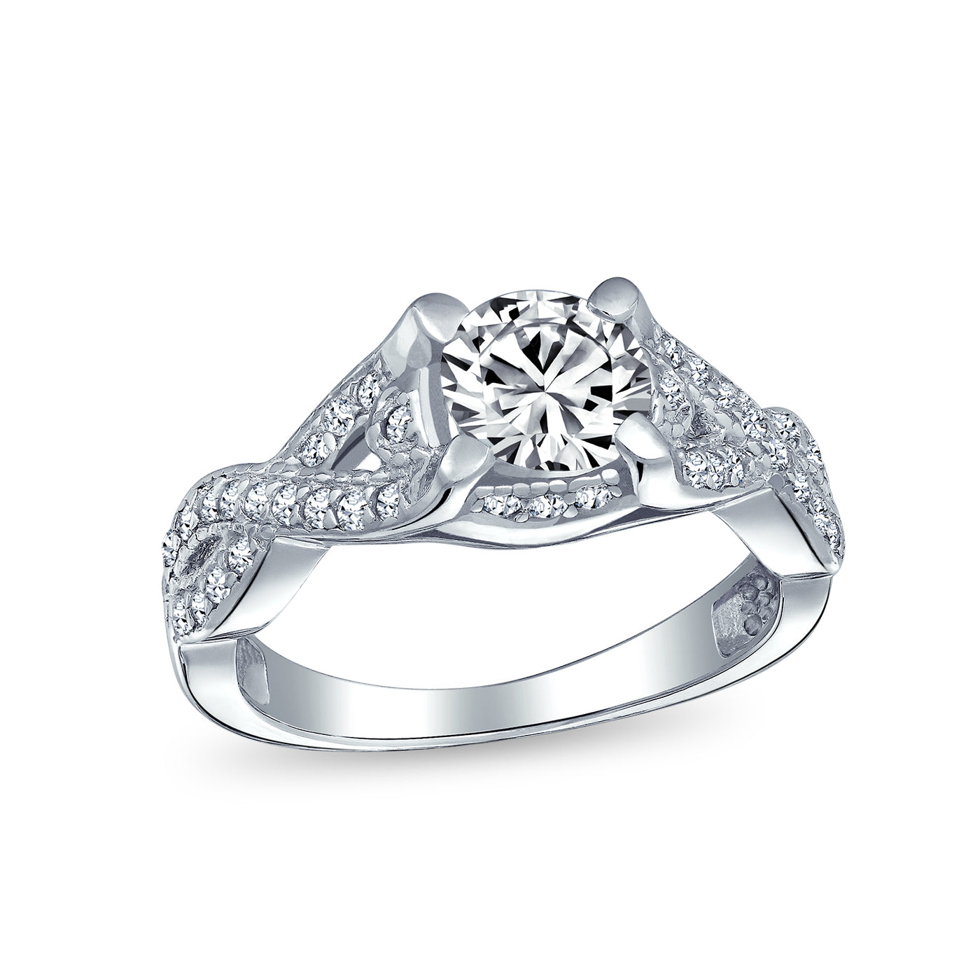 2CTW Round Solitaire CZ Engagement Ring Infinity Band