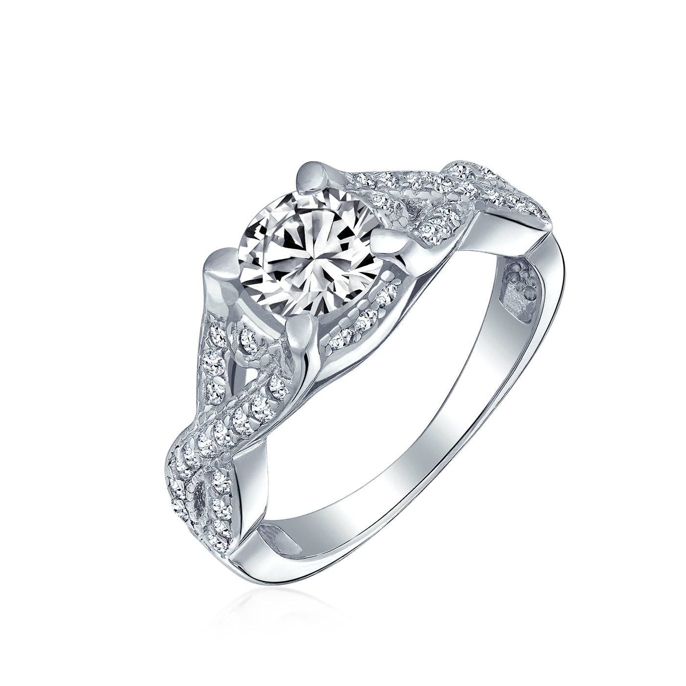 2CTW Round Solitaire CZ Engagement Ring Infinity Band