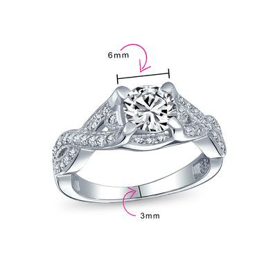 2CTW Round Solitaire CZ Engagement Ring Infinity Band