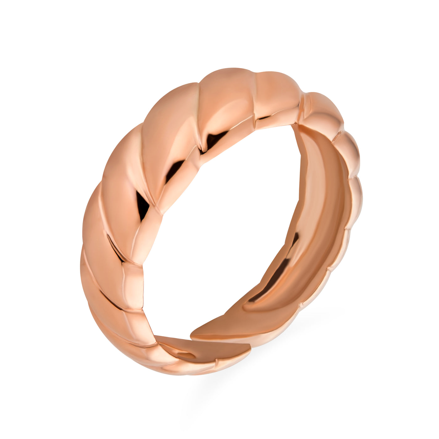 Shrimp Croissant Stacking Ring Band Rose Gold Plated .925 Silver