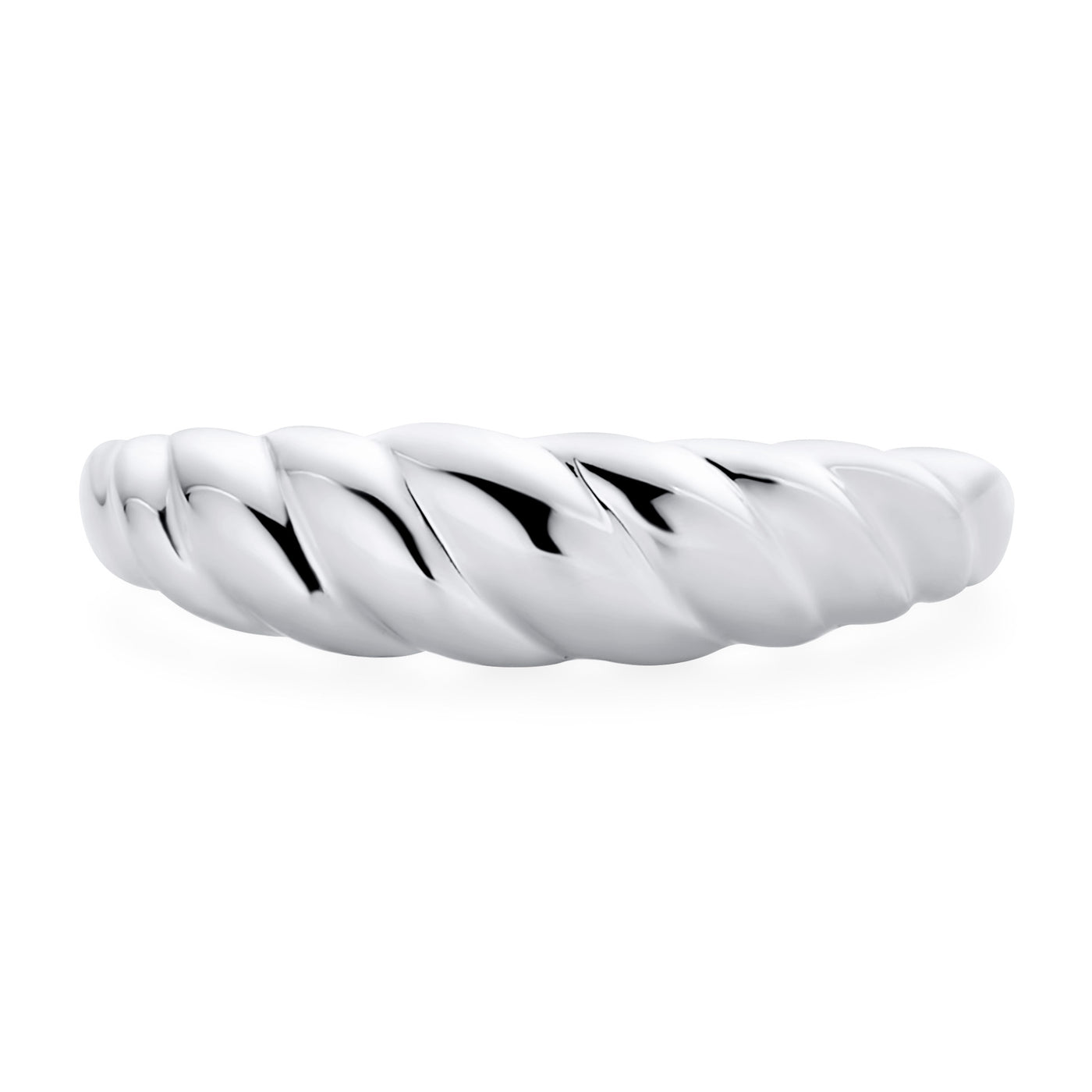Twisted Shrimp Thin Band Dome Croissant Ring .925Sterling Silver