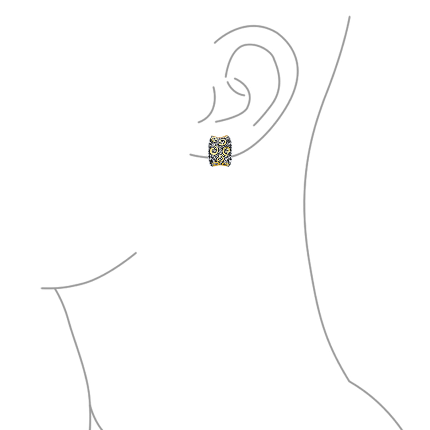 Bali Style Swirl Two Tone Clip-On Earrings Non-Pierced Ears - Bling Jewelry