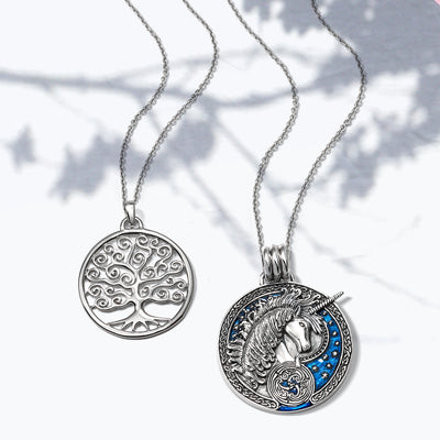 Circle Tree Of Life Pendant Wishing Tree Necklace .925 Sterling Silver