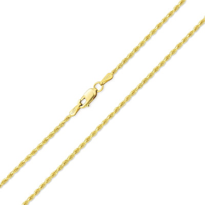 Real Yellow 14K Gold Cable Rope Chain 2MM Necklace 16,18 20 22 24"