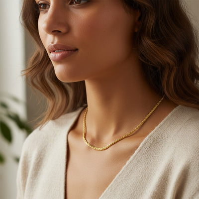 Unisex Solid Strong Real Yellow 14K Gold Twist Cable Rope Chain Necklace 2MM