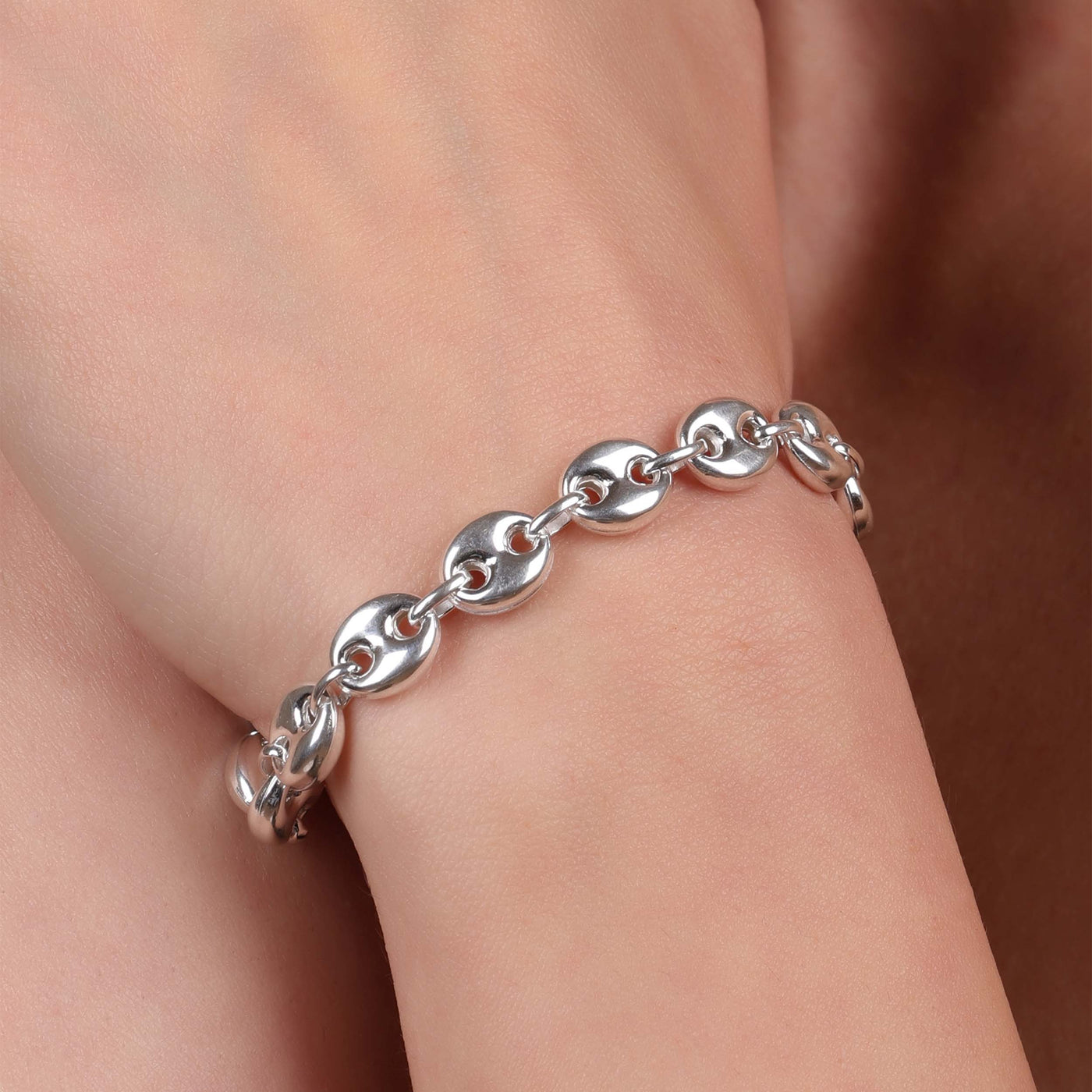 Sterling Silver Nautical Anchor Chain Link Bracelet 9MM Wide