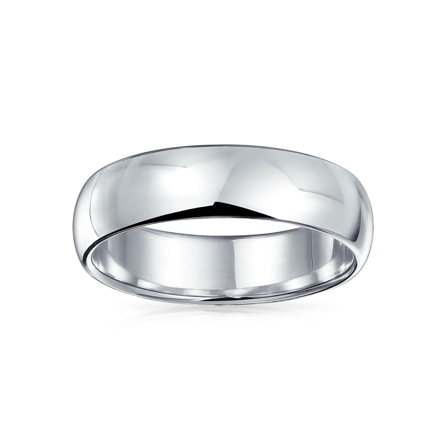 Unisex Classic Minimalist Dome Sterling Silver Ring for Couples Wedding Band