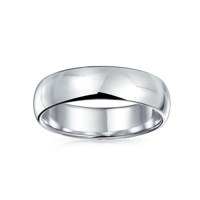 Unisex Classic Minimalist Dome Sterling Silver Ring for Couples Wedding Band
