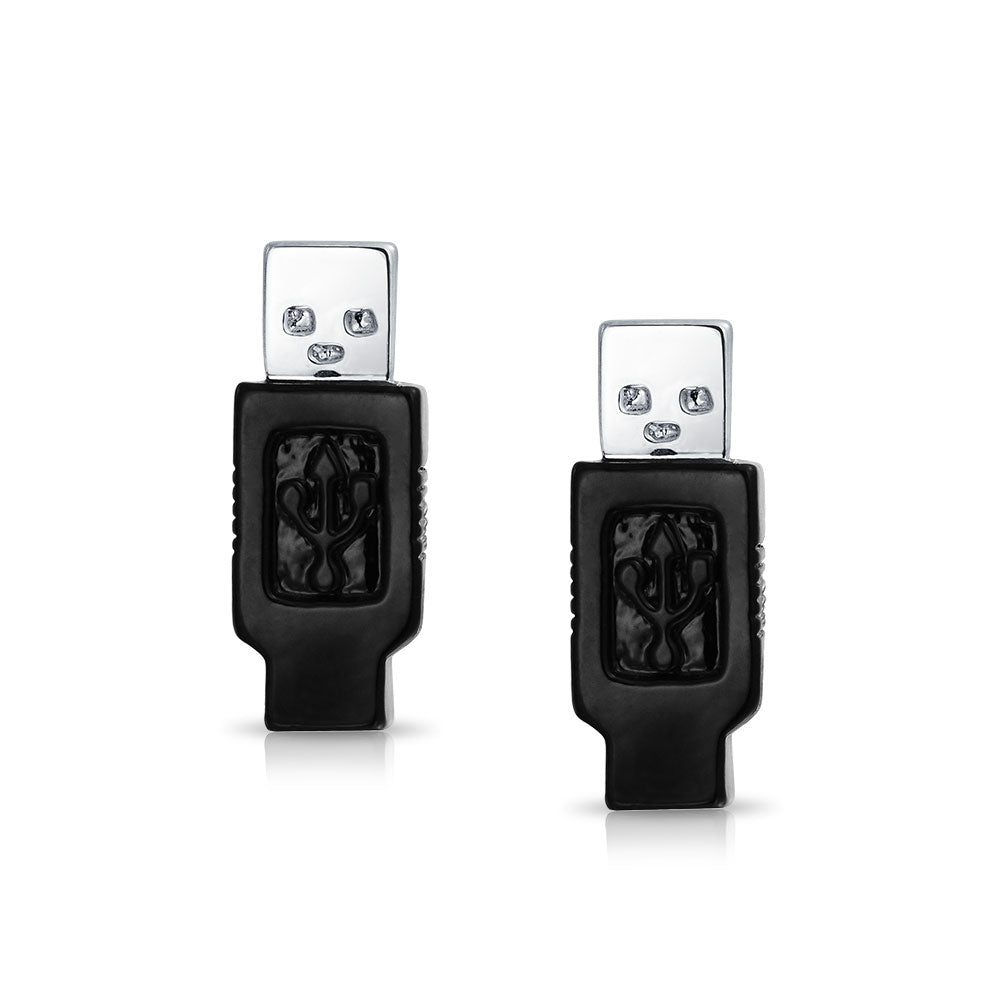 Computer Tech USB Flash Drive Black Cufflinks Stainless Steel