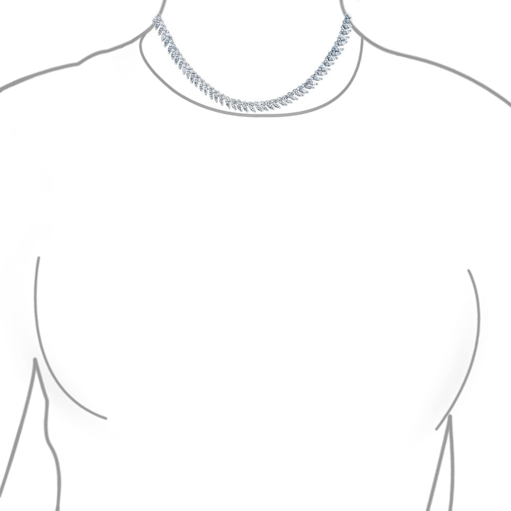 Art Deco Marquise CZ Collar Tennis Necklace & Dangle Earrings Set Silver Plated