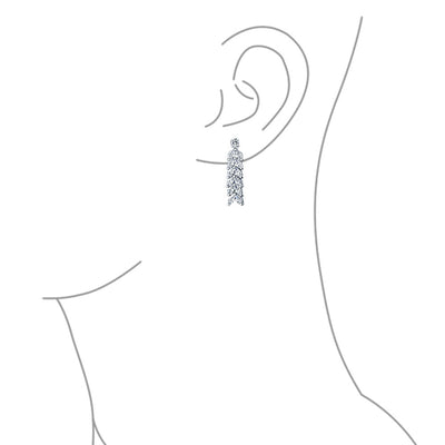 Art Deco Marquise CZ Collar Tennis Necklace & Dangle Earrings Set Silver Plated