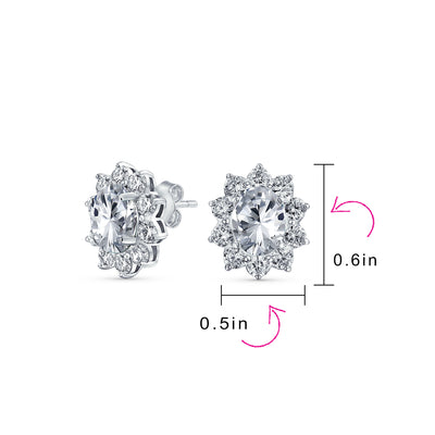 Set of 2 Classic Vintage Crown Black Clear 1.5 CT CZ Stud Earring Silver Plated