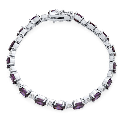 Vintage Style Alternating CZ Purple Amethyst Tennis Bracelet Silver Plated