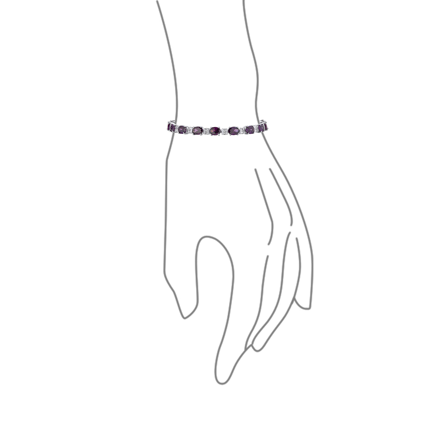 Vintage Style Alternating CZ Purple Amethyst Tennis Bracelet Silver Plated