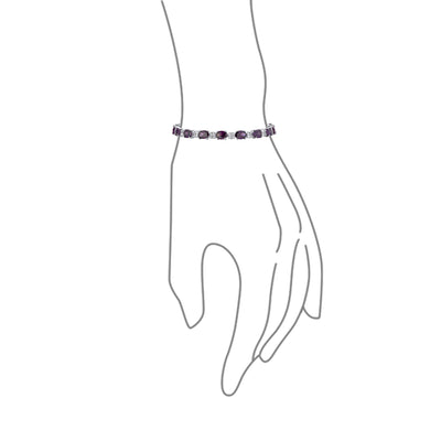 Vintage Style Alternating CZ Purple Amethyst Tennis Bracelet Silver Plated