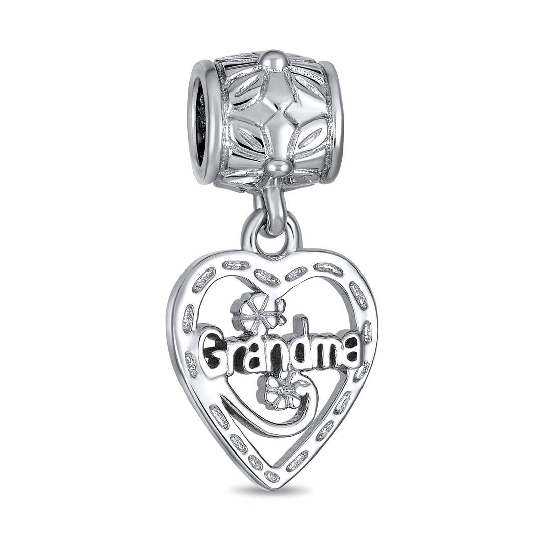 LaBenie Grandma Heart Charm Bead - Dangle Love Design, Metal Alloy, Fits Pandora & Similar Bracelets